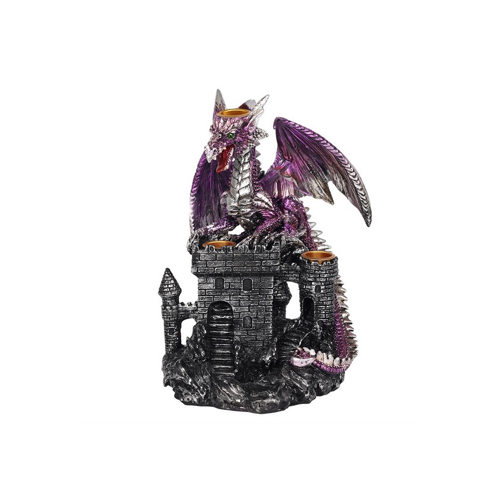 Purple Dragon on Castle Backflow Incense Burner