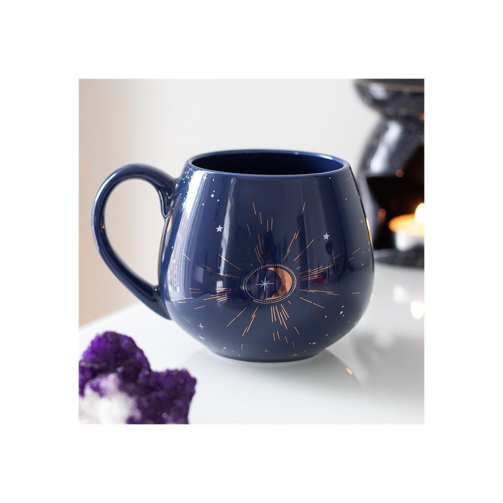 Blue Crescent Moon Rounded Mug