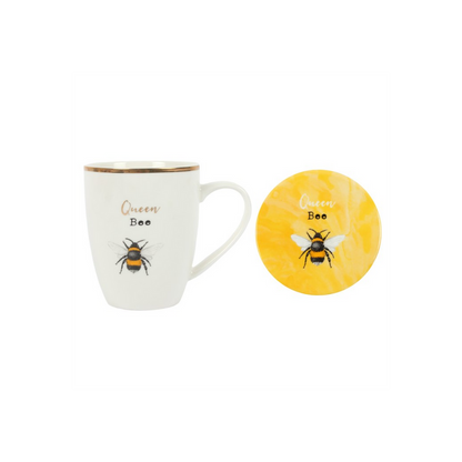 Queen Bee Ceramic Mug and Coaster Set