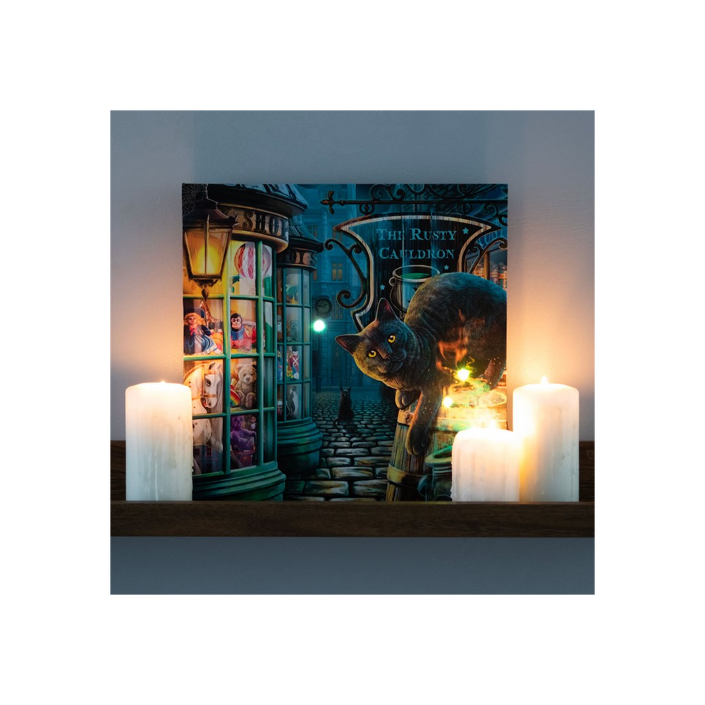 The Rusty Cauldron Light Up Canvas Plaque by Lisa Parker