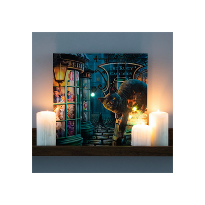 The Rusty Cauldron Light Up Canvas Plaque by Lisa Parker