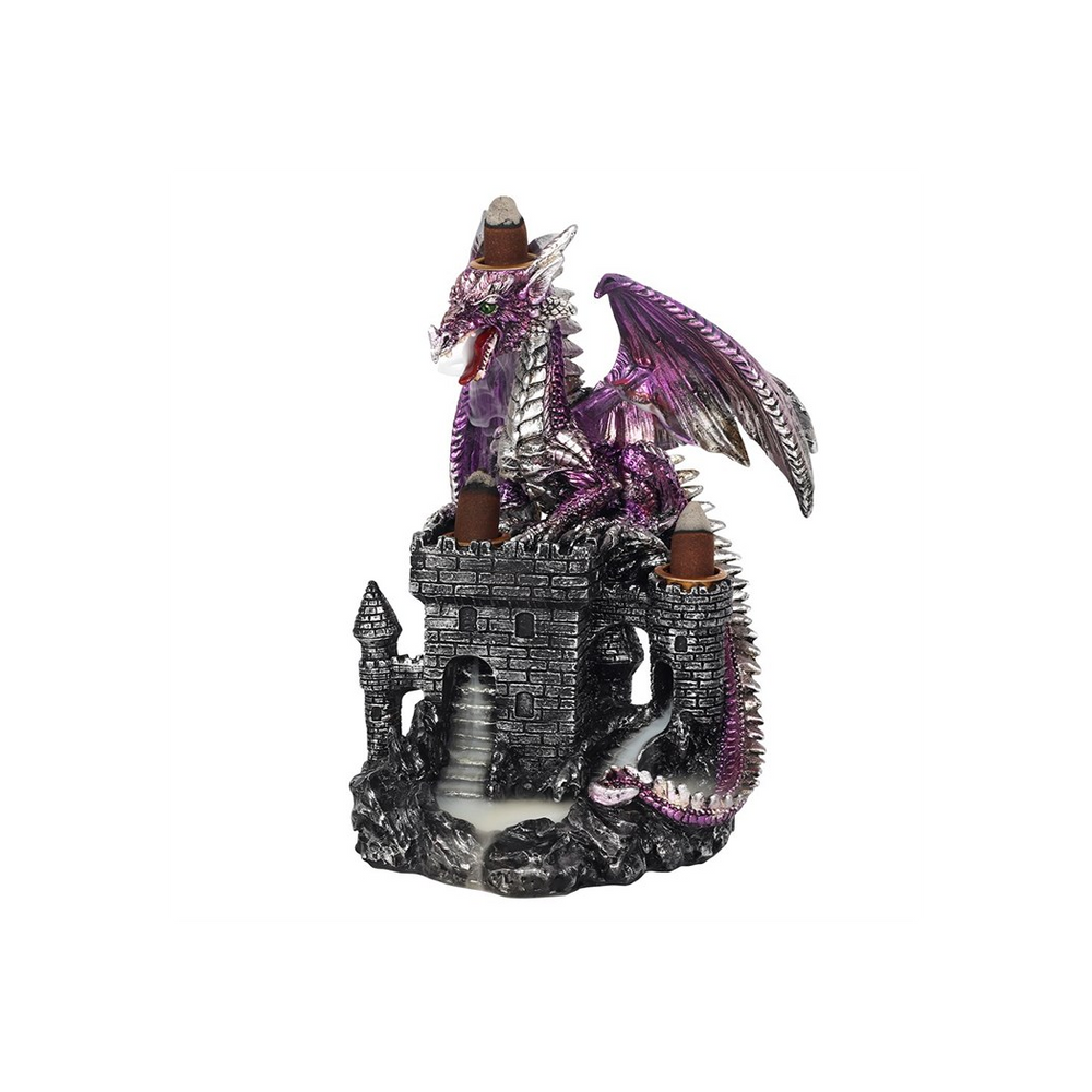 Purple Dragon on Castle Backflow Incense Burner