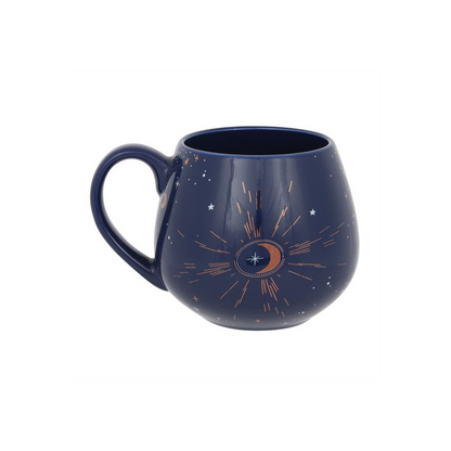 Blue Crescent Moon Rounded Mug