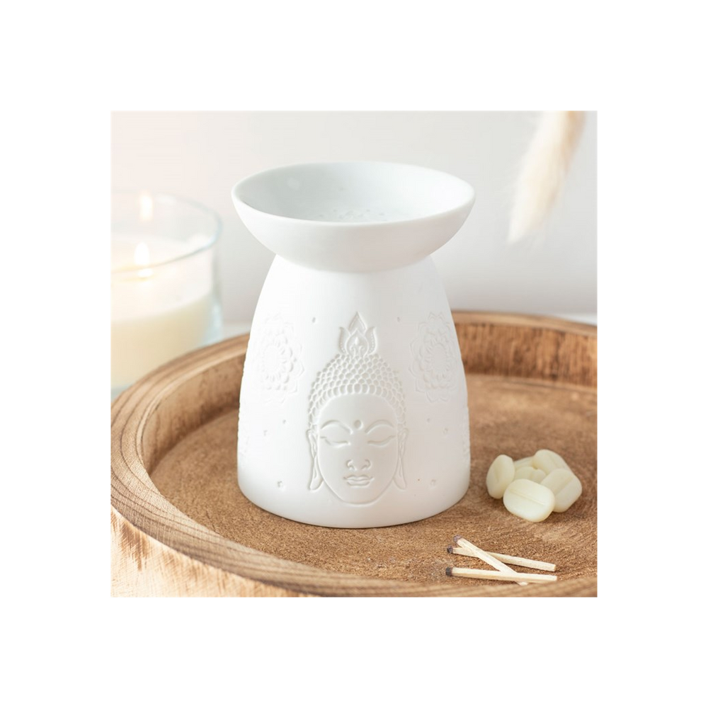 White Ceramic Buddha Face Oil Burner