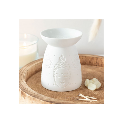 White Ceramic Buddha Face Oil Burner