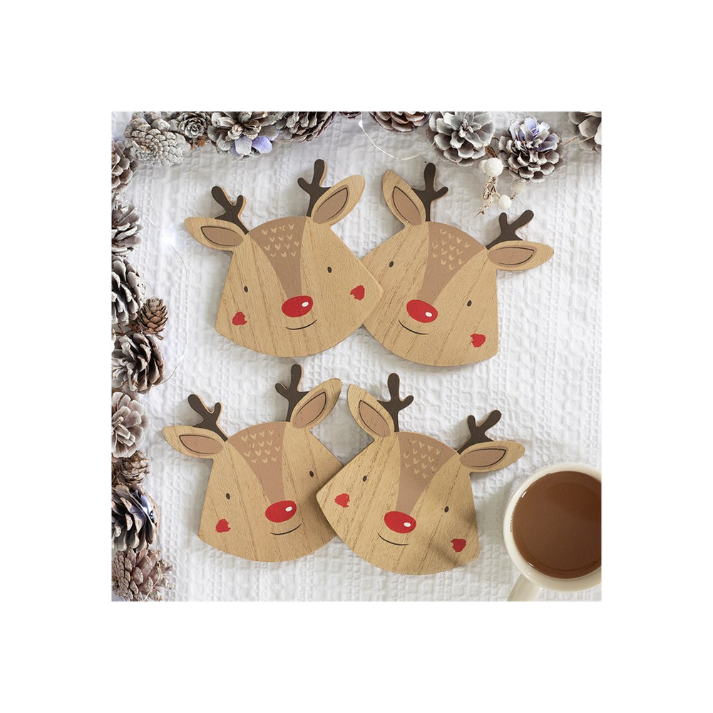 Set of 4 Reindeer Coasters