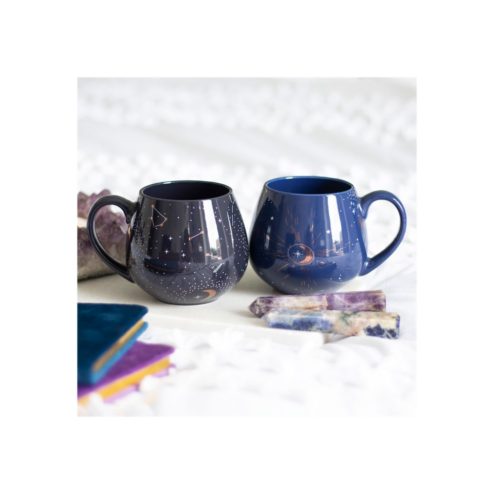 Blue Crescent Moon Rounded Mug