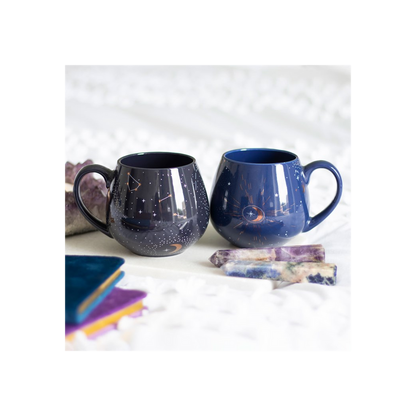 Blue Crescent Moon Rounded Mug